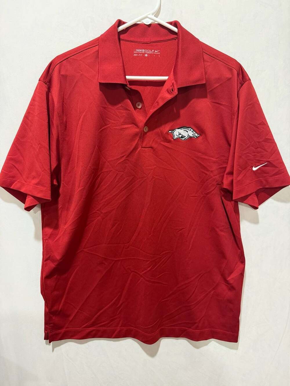 Nike Golf Arkansas Razorbacks Polo Size L Red Dri-Fit